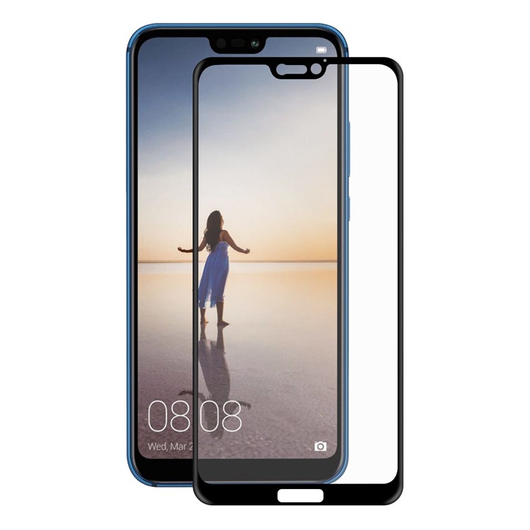 HAT PRINCE 3D Full Screen Tempered Glass Protector Film with Soft Carbon Fiber Edge for Huawei P20 Lite / Nova 3e - Black-2