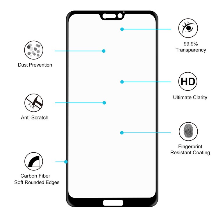 HAT PRINCE 3D Full Screen Tempered Glass Protector Film with Soft Carbon Fiber Edge for Huawei P20 Lite / Nova 3e - Black-4