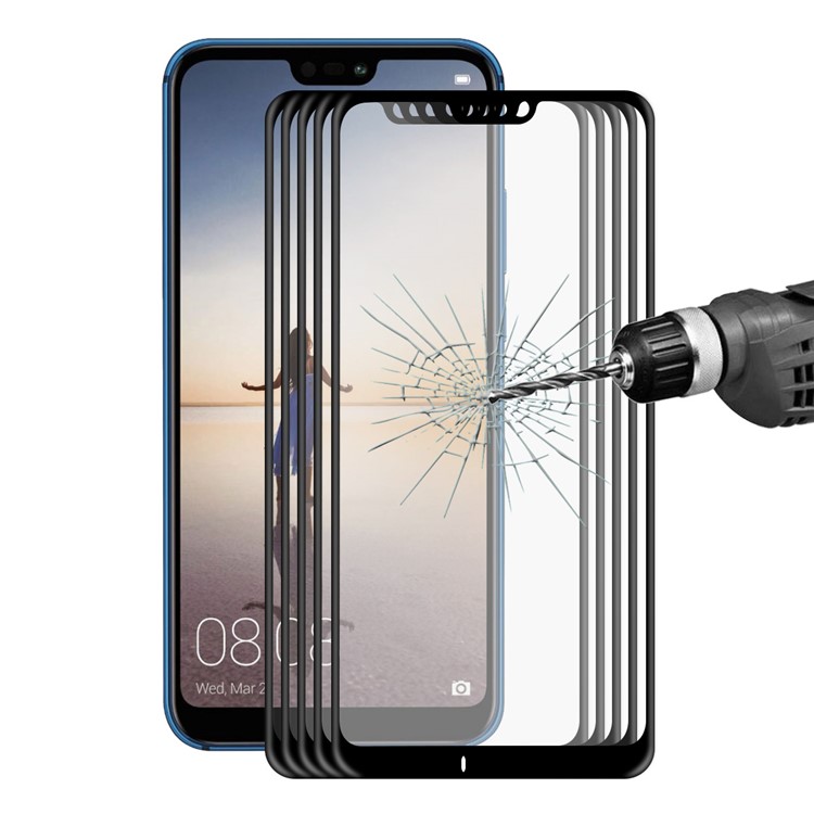 5PCS/Pack HAT PRINCE for Huawei P20 Lite / Nova 3e 0.2mm 3D Curved Carbon Fiber Edges Full Size Tempered Glass Screen Protector - Black-1