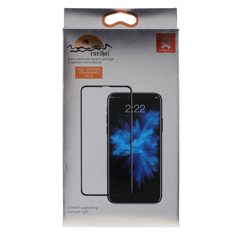 RURIHAI Solid Defense 0.26mm 2.5D Electroplated Edge Vacuum Coating Silk Print Full Tempered Glass Screen Protector for iPhone 8/7/6s/6 - Black-6