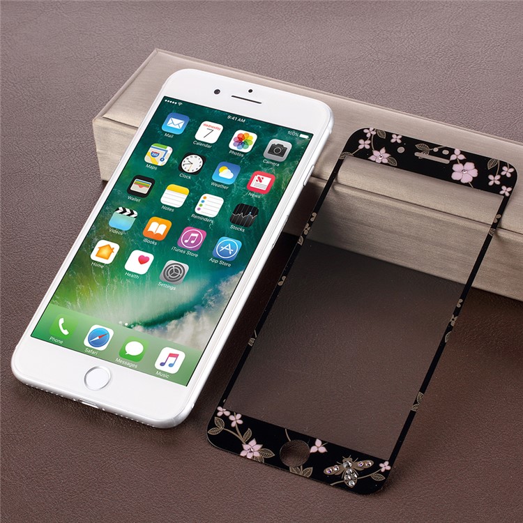 KAVARO Klares Muster 0,26 Mm Voller Größe Gehärtetem Glas Frontfolie + PET Rückenprotektor Film Für IPhone 8/7 4,7 Zoll - Schwarz-1