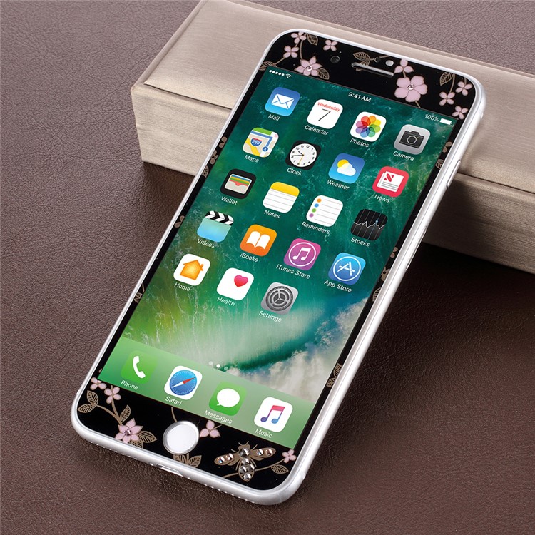 KAVARO Klares Muster 0,26 Mm Voller Größe Gehärtetem Glas Frontfolie + PET Rückenprotektor Film Für IPhone 8/7 4,7 Zoll - Schwarz-2