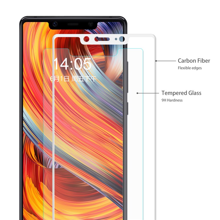 HAT PRINCE 0.2mm 3D Courbe En Fiber De Carbone Verre Trempé Couverture De L'écran De Protection Complète Pour Xiaomi Mi 8 Se (5.88-inch) - Blanc-3