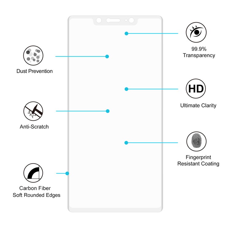 HAT PRINCE 0.2mm 3D Courbe En Fiber De Carbone Verre Trempé Couverture De L'écran De Protection Complète Pour Xiaomi Mi 8 Se (5.88-inch) - Blanc-4