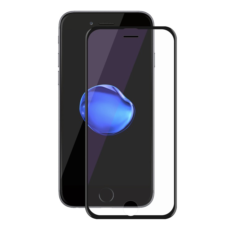 HAT PRINCE for iPhone 8/7 4.7 inch 6D Full Coverage Anti-blue-ray Tempered Glass Screen Protector Soft TPU Edge - Black-1