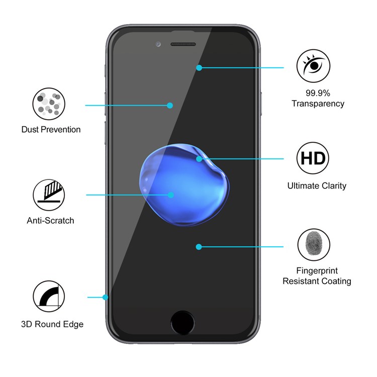 HAT PRINCE for iPhone 8/7 4.7 inch 6D Full Coverage Anti-blue-ray Tempered Glass Screen Protector Soft TPU Edge - Black-4