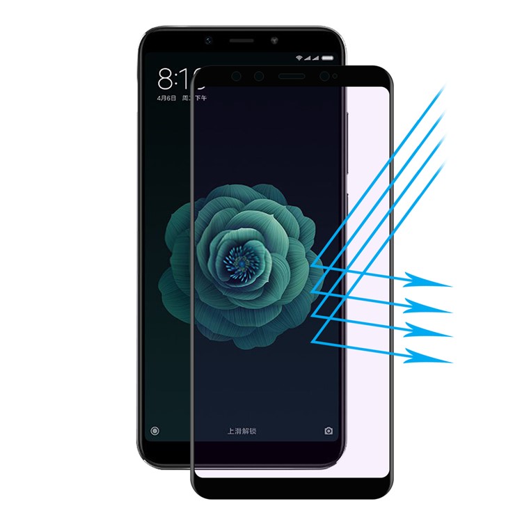 HAT PRINCE Para Xiaomi Mi A2 / Mi 6X Anti-blue-ray 0.26mm 3D Curvo Bordas De Fibra De Carbono Em Tamanho Maior Protetor De Tela De Vidro Temperado - Preto-1