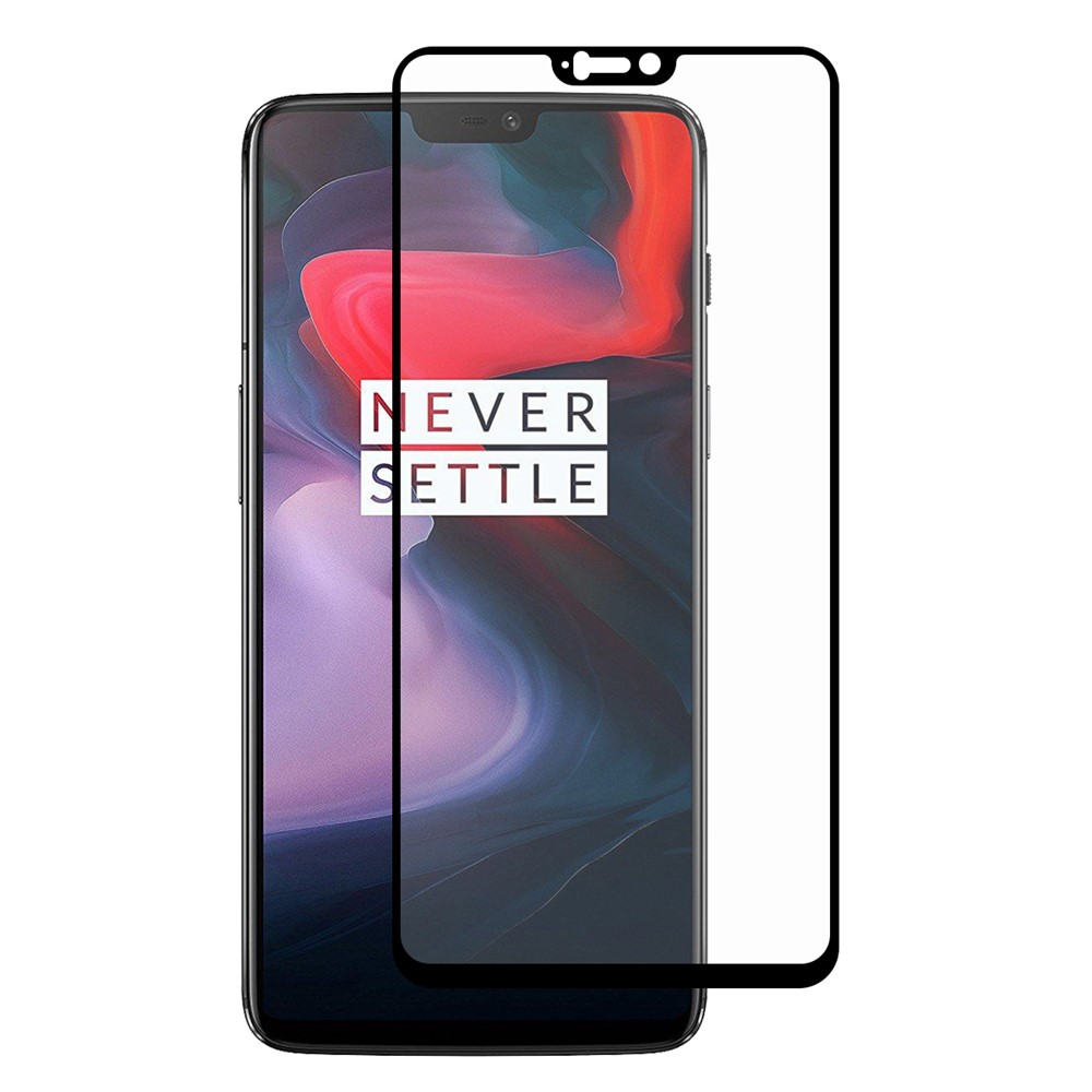 SOMBRERO PRINCE Pegamento Completo De Tamaño Completo 0.26mm 9H 2.5D Arco De Cristal Templado Protector De Pantalla Para Oneplus 6 - Negro-1