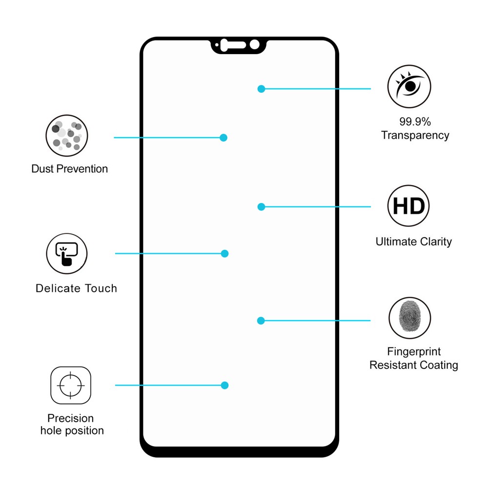 SOMBRERO PRINCE Pegamento Completo De Tamaño Completo 0.26mm 9H 2.5D Arco De Cristal Templado Protector De Pantalla Para Oneplus 6 - Negro-4
