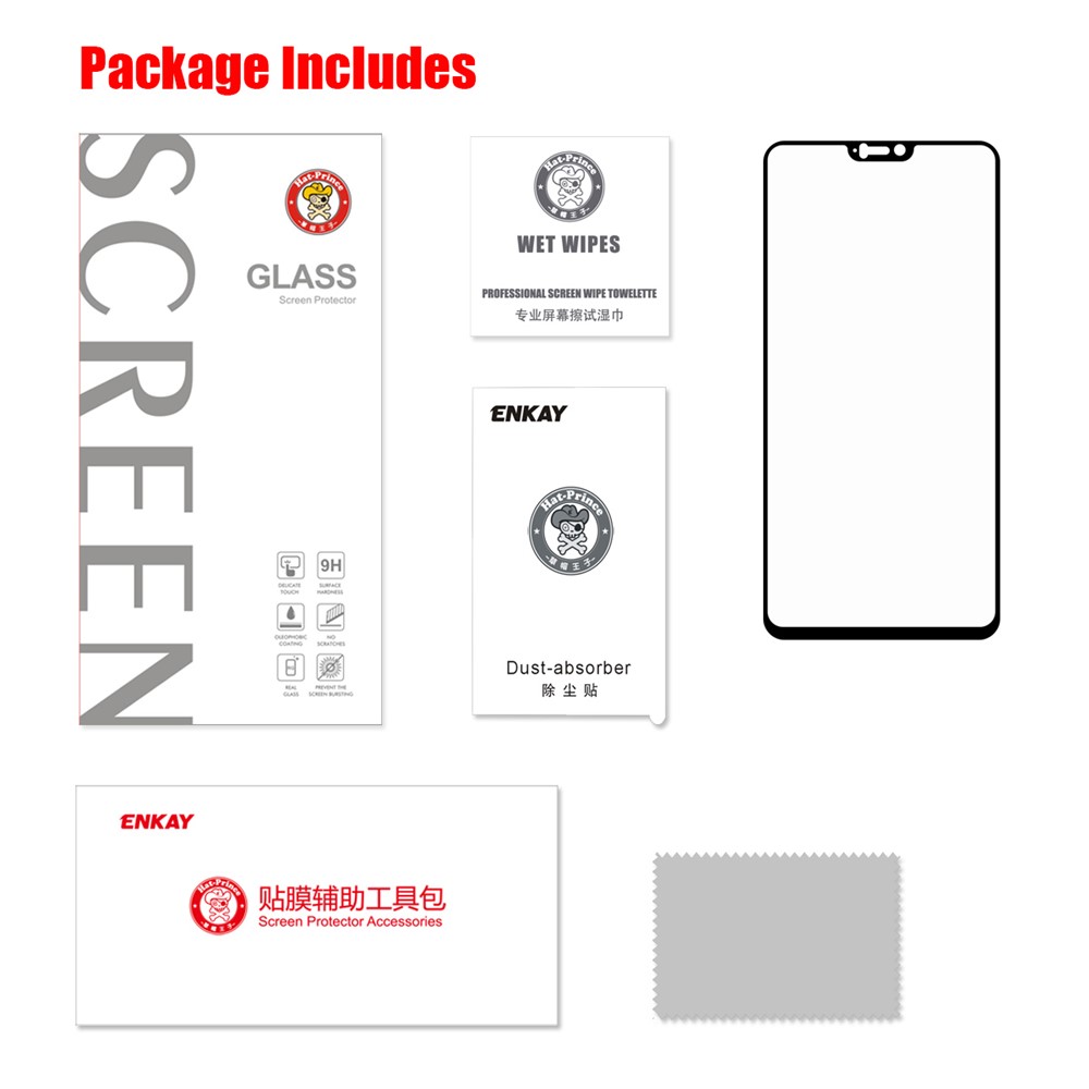 SOMBRERO PRINCE Pegamento Completo De Tamaño Completo 0.26mm 9H 2.5D Arco De Cristal Templado Protector De Pantalla Para Oneplus 6 - Negro-9