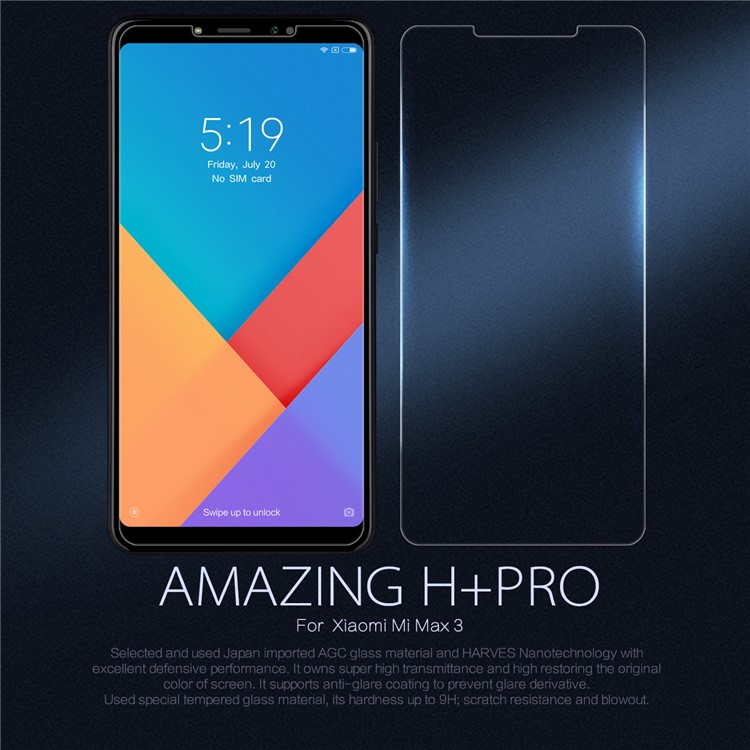 

NILLKIN Удивительная H + PRO Закаленная Стеклянная Мобильная Экранная Пленка Для Xiaomi Mi Max 3 Нанометра Против Взрыва, Xiaomi Mi Max 3