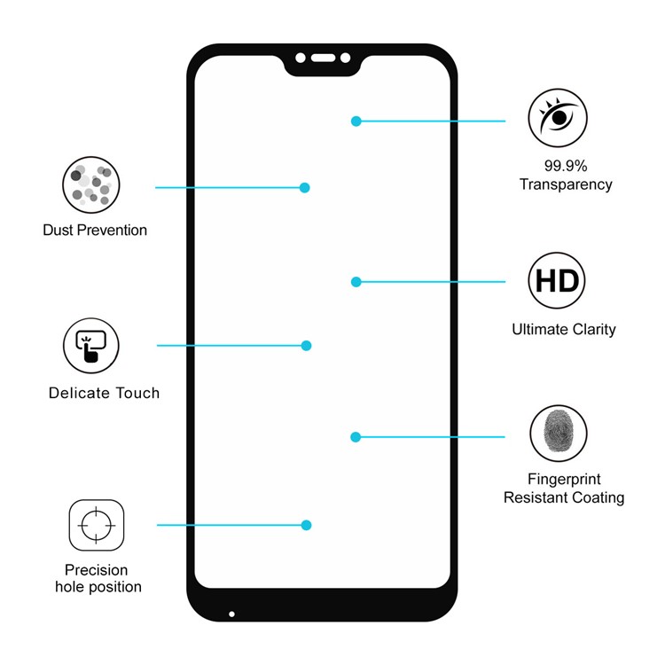 HAT PRINCE 0.26mm 9 H 2.5D Arco Borda Temperado Protetor De Tela De Vidro Para Xiaomi Mi A2 Lite / Redmi 6 Pro - Preto-4