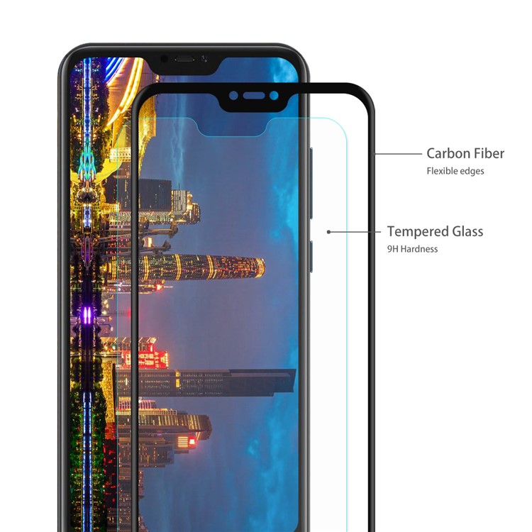 HAT PRINCE 0.2 Mm 3D Curvas De Fibra De Carbono Em Tamanho Grande Protetor De Tela De Vidro Temperado Para Xiaomi Mi A2 Lite / Redmi 6 Pro-3