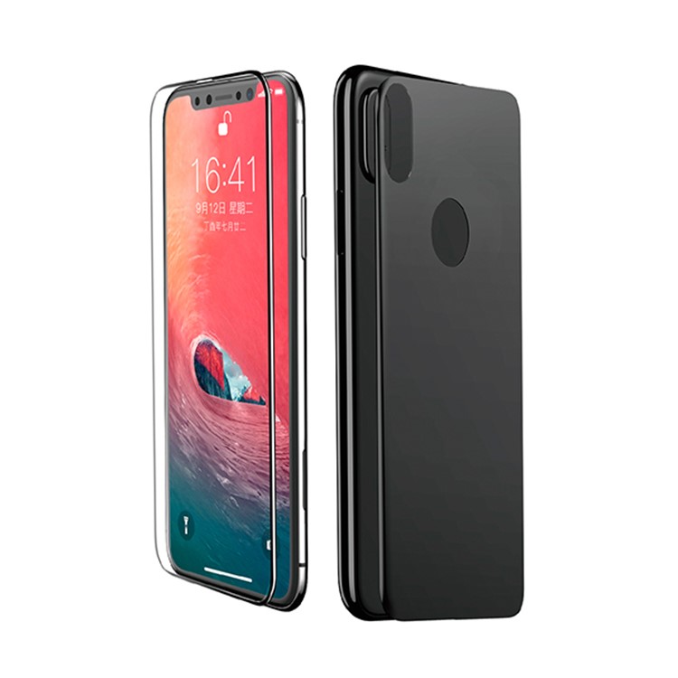 

BASEUS 0.3mm Full Coverage Curved Tempered Glass Film Set (Front + Back) for iPhone Xs Max 6.5 inch - Black, iPhone XS Max