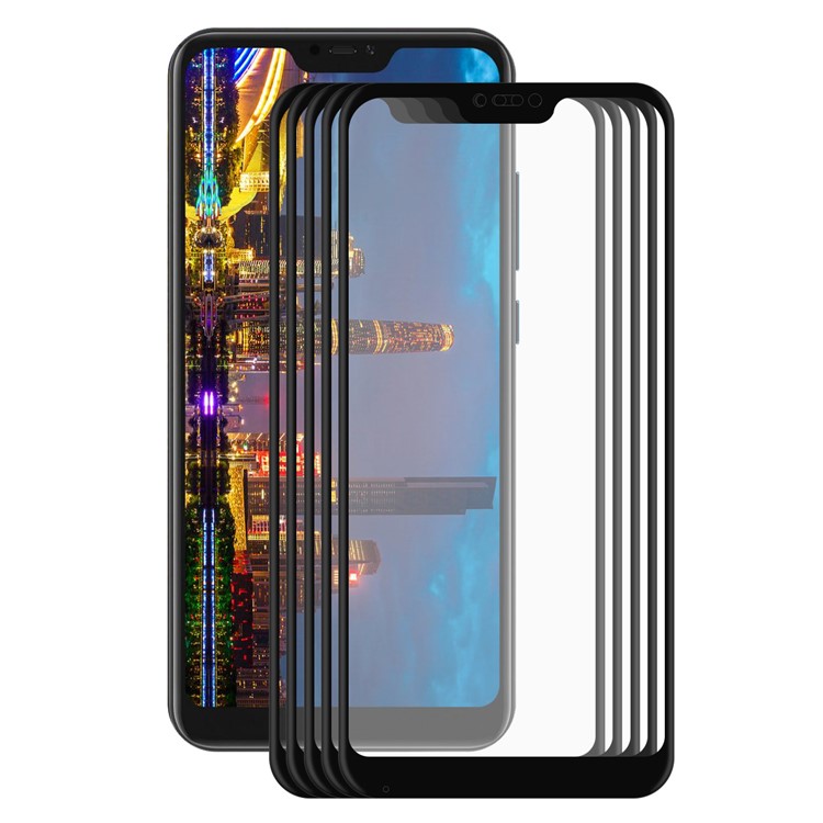 5 Pçs / Lote CHAPÉU DO PRÍNCIPE 0.2mm 3D Curvo Bordas De Fibra De Carbono Em Tamanho Grande Protetor De Tela De Vidro Temperado Para Xiaomi Mi A2 Lite / Redmi 6 Pro - Preto-2