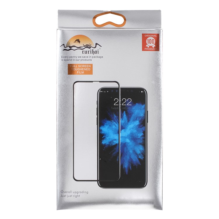 RURIHAI HD Clear Full Size Tempered Glass Screen Protector Anti-explosion for iPhone 9 Plus 6.5 inch - Black-7