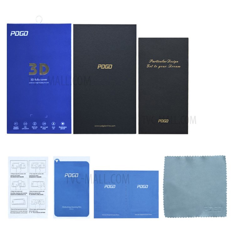 PDGD 0.3mm Full Size Resin Tempered Glass 3D Curved Screen Film for iPhone Xs Max 6.5 inch - Black-7