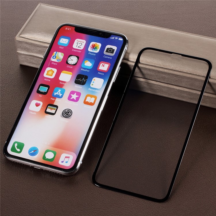 PDGD 0.3mm Full Size Resin Tempered Glass 3D Curved Screen Protector for iPhone Xs 5.8 inch - Black-1