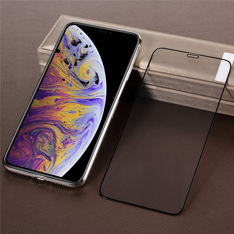 Full Coverage Silk Print Tempered Glass Screen Guard Film for iPhone XS Max 6.5 inch - Black-1