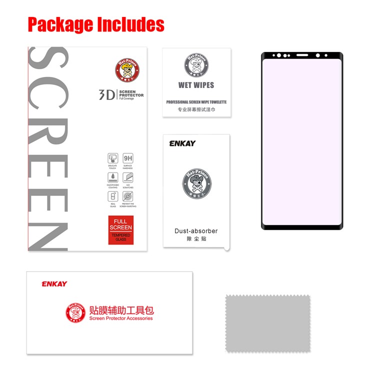 HAT PRINCE Full Cover 0.26mm 9H 3D Curved Hot Bending Anti-blue-ray Tempered Glass Screen Protector for Samsung Galaxy Note9 N960-5