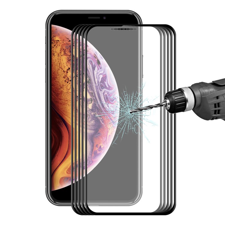 Hat prince 5pcs для iphone xr 6.1 дюймов 0.2mm 3d изогнутые края углеродного волокна закаленные стекла полноразмерные защитные пленки экрана - черный