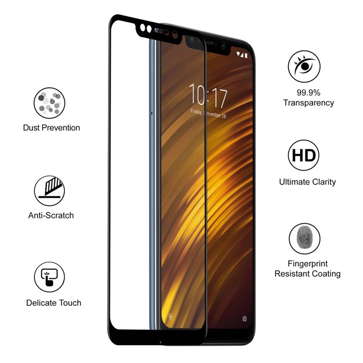 HAT PRINCE for Xiaomi Pocophone F1 / Poco F1 in India 0.26mm 9H 6D Curved Full Size Tempered Glass Screen Protector - Black-2