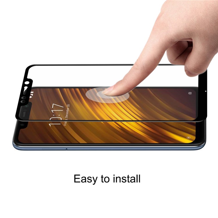 HAT PRINCE for Xiaomi Pocophone F1 / Poco F1 in India 0.26mm 9H 6D Curved Full Size Tempered Glass Screen Protector - Black-3