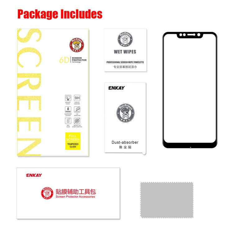HAT PRINCE for Xiaomi Pocophone F1 / Poco F1 in India 0.26mm 9H 6D Curved Full Size Tempered Glass Screen Protector - Black-6