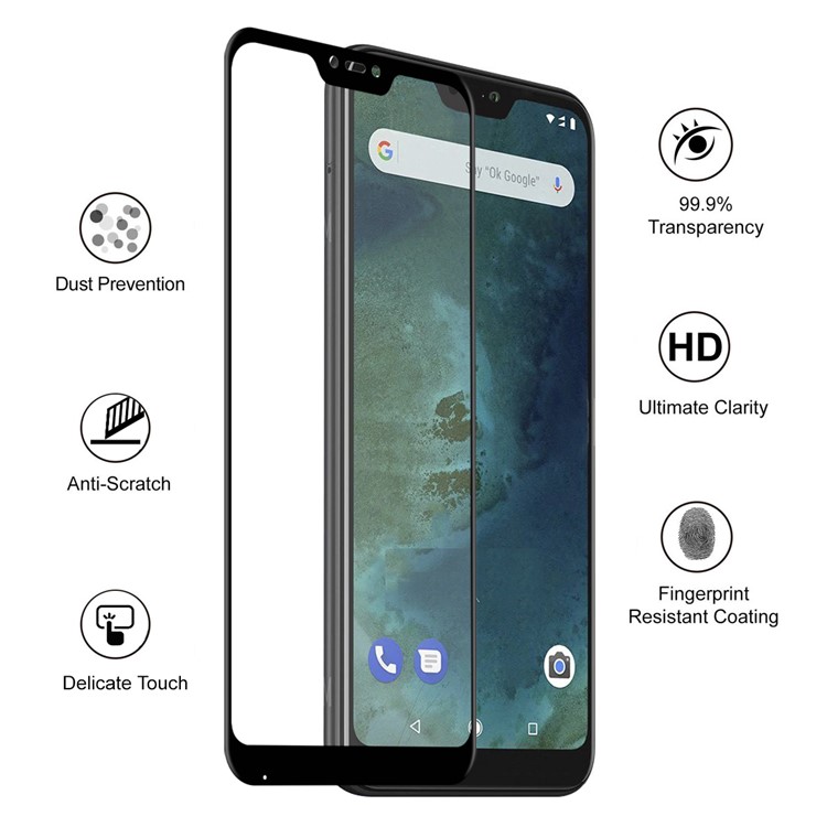 HAT PRINCE Para Xiaomi Mi A2 Lite / Redmi 6 Pro 0.26mm 9H 6D Curvado Em Tamanho Completo Protetor De Tela De Vidro Temperado - Preto-2