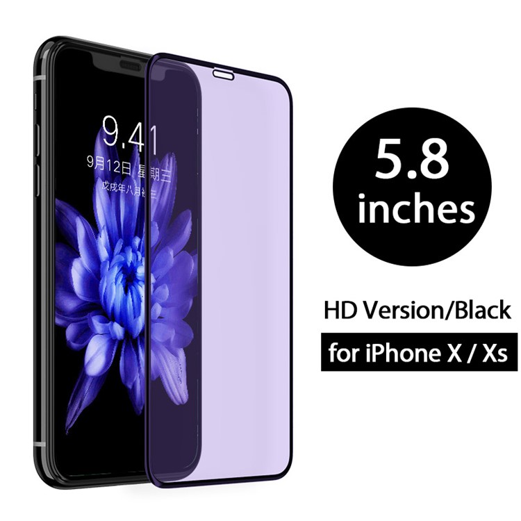 KINGXBAR 2.5D Silk Print Anti-blue-ray Full Covering Tempered Glass Screen Protection Film for iPhone XS / X 5.8 inch-7