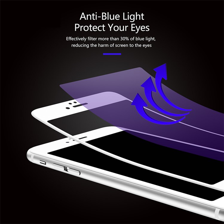 KINGXBAR 2.5D Silk Print Anti-blue-ray Complete Covering Tempered Glass Screen Protection Film for iPhone 8 Plus / 7 Plus 5.5 inch - White-3
