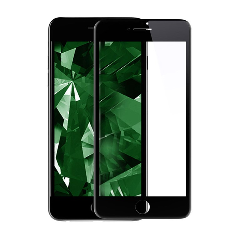 KINGXBAR 3D Curved Silk Printing Clear Tempered Glass Screen Film for iPhone 8 Plus / 7 Plus Full Cover - Black-1