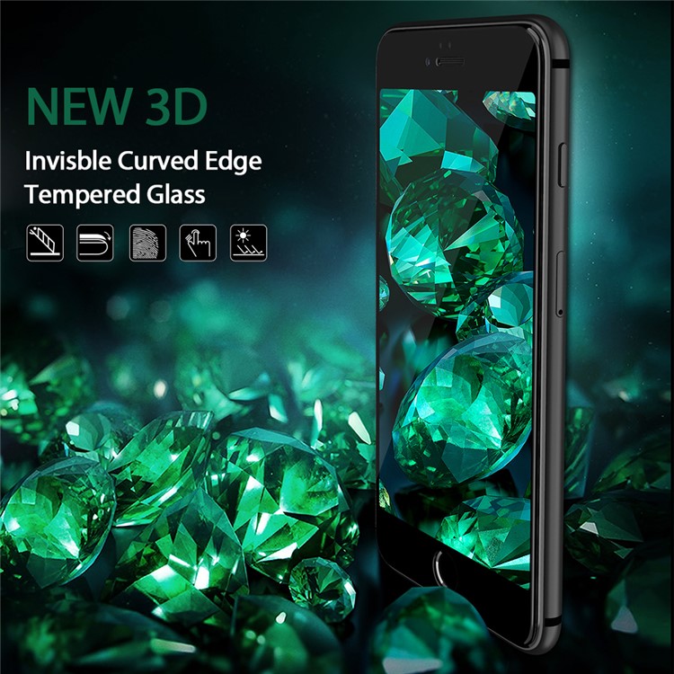 KINGXBAR 3D Curved Silk Printing Clear Tempered Glass Screen Film for iPhone 8 Plus / 7 Plus Full Cover - Black-2