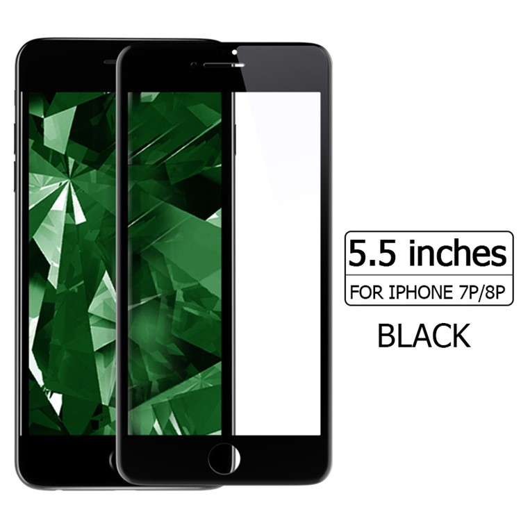 KINGXBAR 3D Curved Silk Printing Clear Tempered Glass Screen Film for iPhone 8 Plus / 7 Plus Full Cover - Black-5