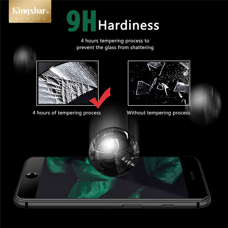 KINGXBAR 3D Curved Silk Printing Clear Tempered Glass Screen Film for iPhone 8 Plus / 7 Plus Full Cover - Black-6