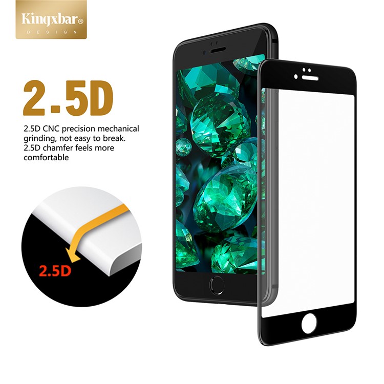 KINGXBAR Clear Tempered Glass Screen Protector for iPhone 8 Plus / 7 Plus (2.5D Curved) (Silk Printing) (Full Cover) - Black-2