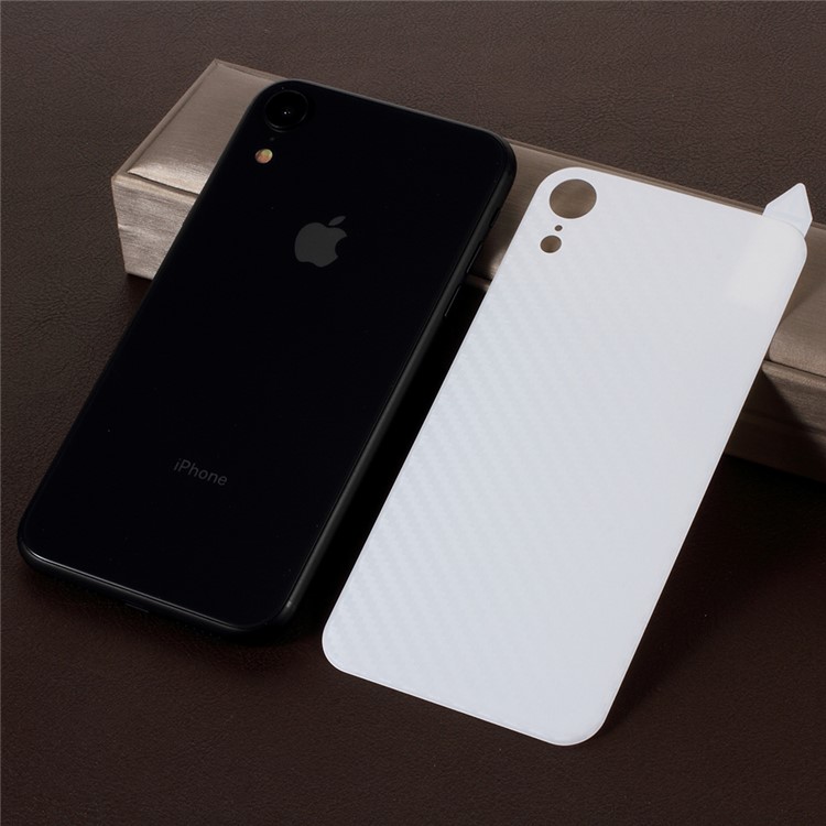 RURIHAI 3D Curved Carbon Fiber TPE Protection Film Back Cover for iPhone XR 6.1 inch - White-1