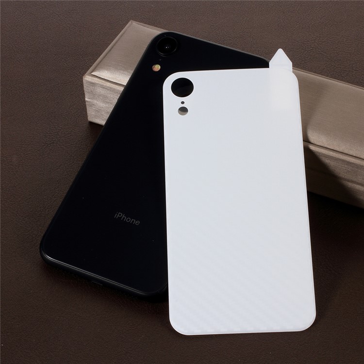 RURIHAI 3D Curved Carbon Fiber TPE Protection Film Back Cover for iPhone XR 6.1 inch - White-2