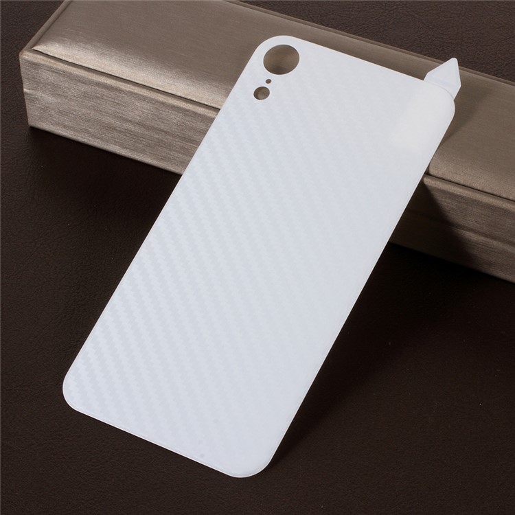 RURIHAI 3D Curved Carbon Fiber TPE Protection Film Back Cover for iPhone XR 6.1 inch - White-3