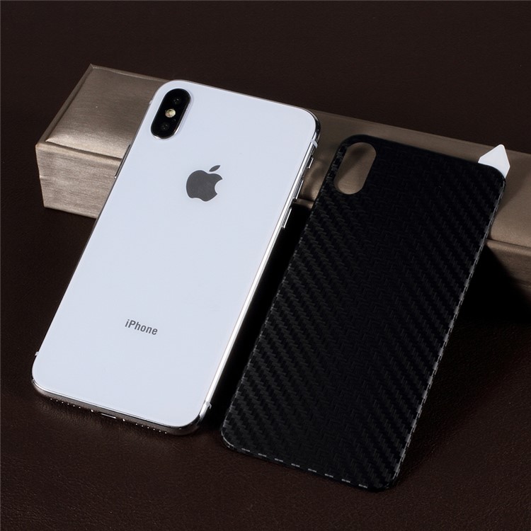 RURIHAI 3D Carbon Fiber TPE Full Back Covering Protector Film for iPhone XS / X 5.8 inch - Black-1