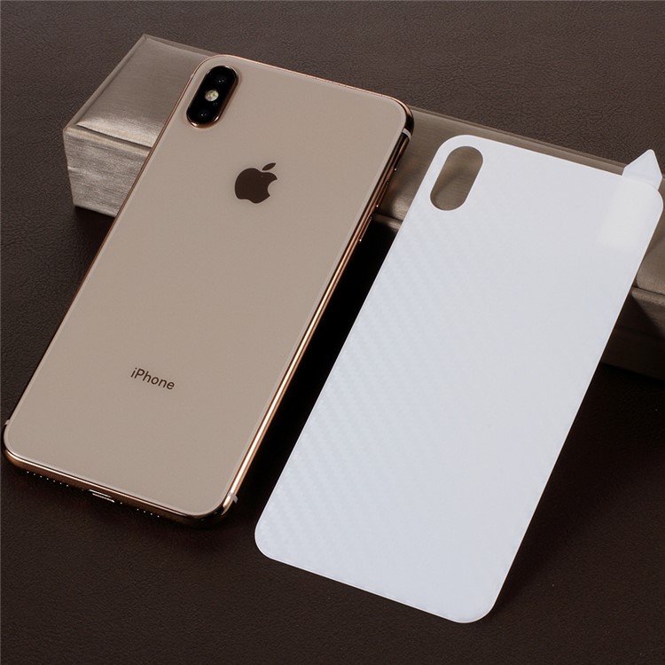 RURIHAI 3D Curved Carbon Fiber TPE Back Protector Film for iPhone XS Max 6.5 inch - White-1