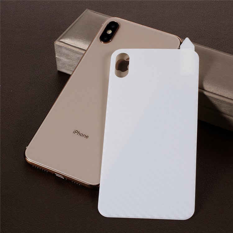 RURIHAI 3D Curved Carbon Fiber TPE Back Protector Film for iPhone XS Max 6.5 inch - White-2