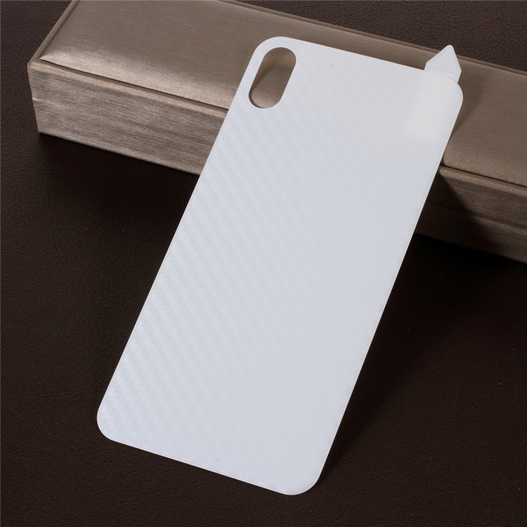 RURIHAI 3D Curved Carbon Fiber TPE Back Protector Film for iPhone XS Max 6.5 inch - White-3