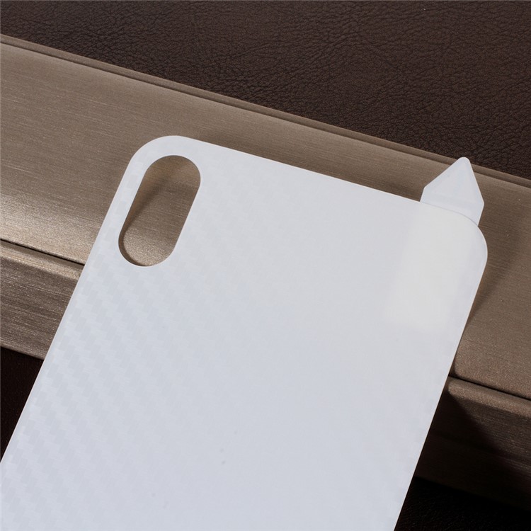 RURIHAI 3D Curved Carbon Fiber TPE Back Protector Film for iPhone XS Max 6.5 inch - White-4