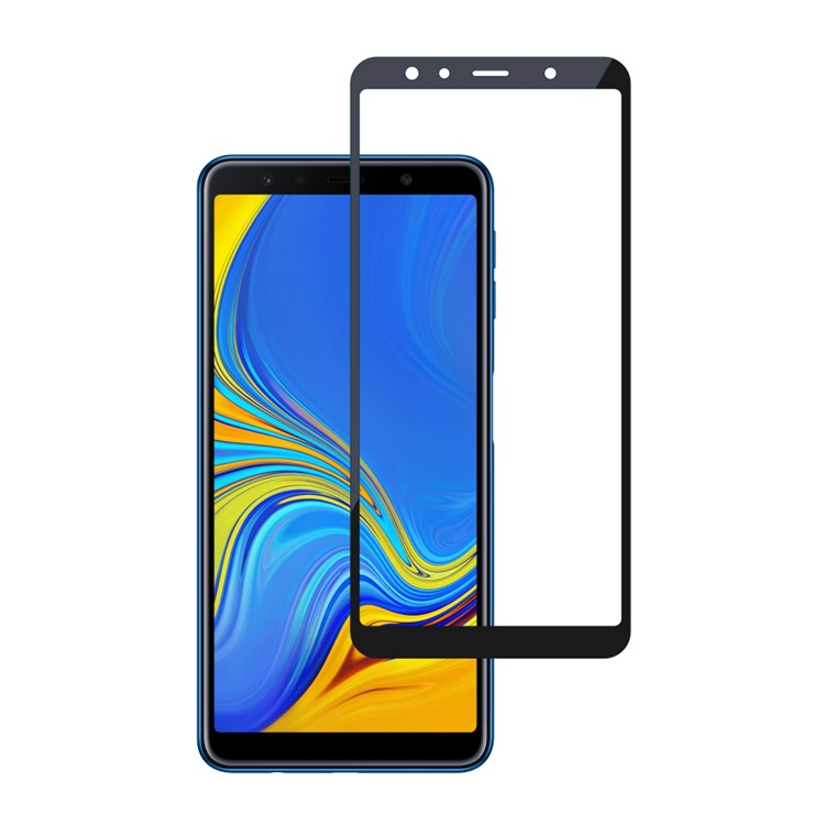 2 Pçs / Set ITIETIE Silk Printing 2.5D 9 H Filme De Vidro Temperado Para Samsung Galaxy A7 (2018) Anti-explosão Cobertura Completa Protetor De Tela - Preto-2
