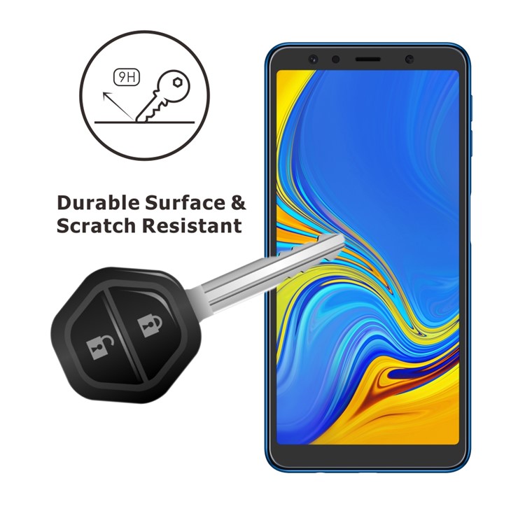 2 Pçs / Set ITIETIE Silk Printing 2.5D 9 H Filme De Vidro Temperado Para Samsung Galaxy A7 (2018) Anti-explosão Cobertura Completa Protetor De Tela - Preto-6