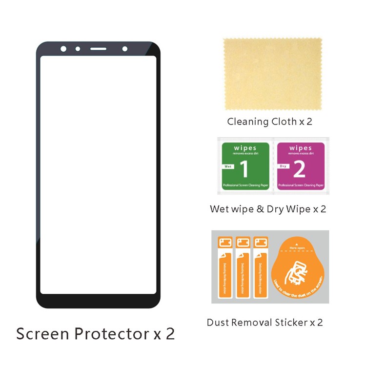 2 Pçs / Set ITIETIE Silk Printing 2.5D 9 H Filme De Vidro Temperado Para Samsung Galaxy A7 (2018) Anti-explosão Cobertura Completa Protetor De Tela - Preto-9