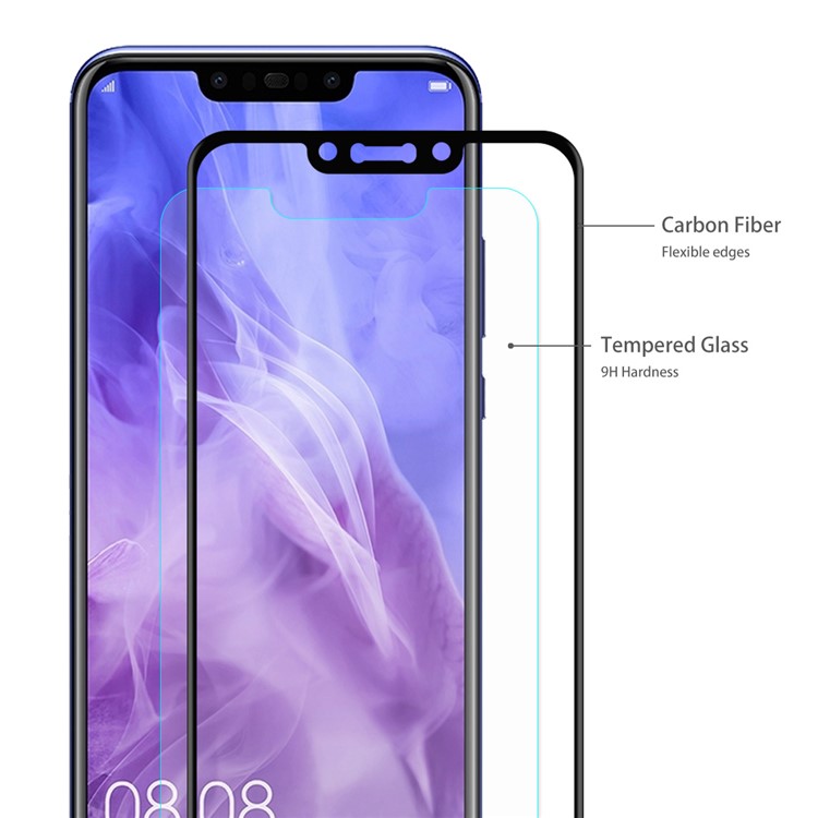 HAT PRINCE 3D Full Screen Tempered Glass Protector Film with Soft Carbon Fiber Edge for Huawei nova 3i/nova 3/P Smart+-3