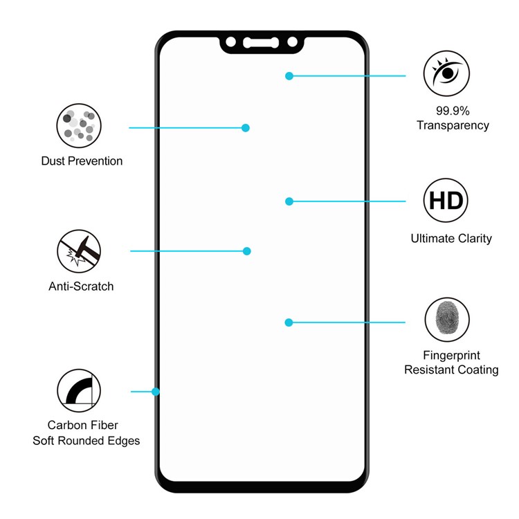 HAT PRINCE 3D Full Screen Tempered Glass Protector Film with Soft Carbon Fiber Edge for Huawei nova 3i/nova 3/P Smart+-4