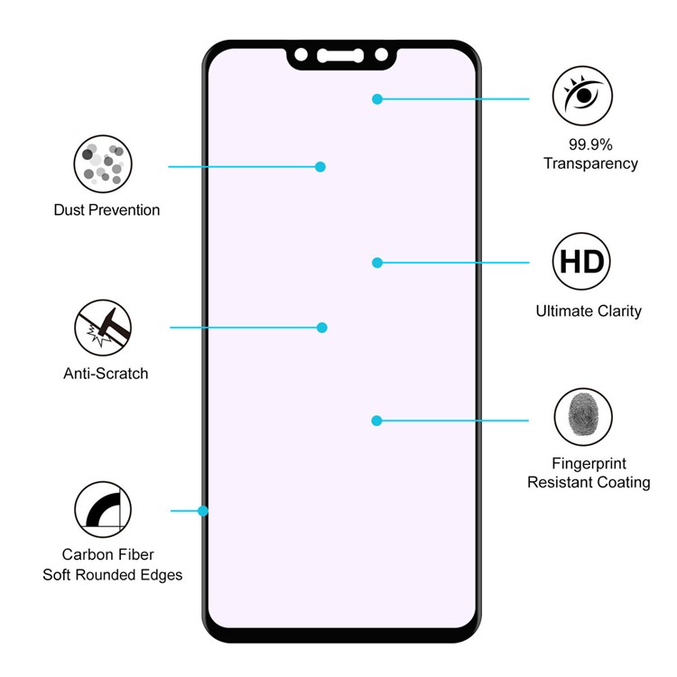 HAT PRINCE for Huawei Mate 20 Lite 0.2mm 9H 3D Curved Carbon Fiber Edge Anti-blue-ray Tempered Glass Full Screen Guard Film-4